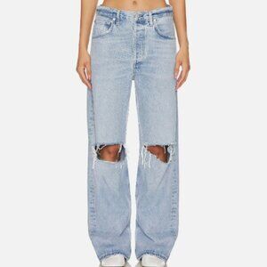 Sz 31 Citizens of Humanity Ayla Baggy Jeans Pagoda Destroyed Light Wash Wide Leg